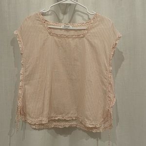 Madewell pink and cream striped blouse